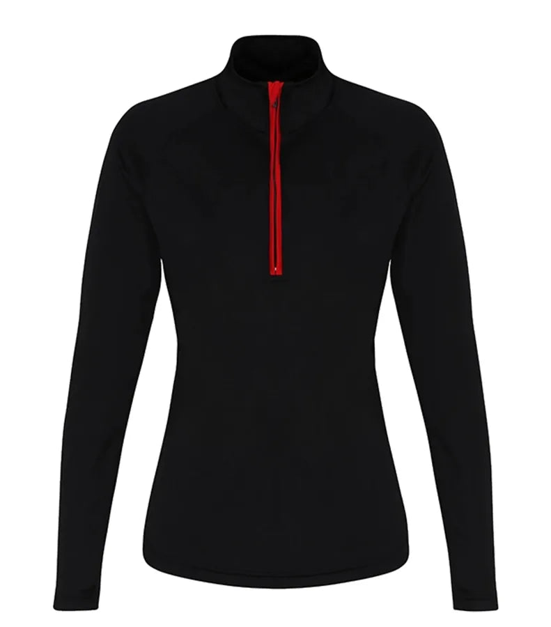 Womens TriDri® Performance 1/4 Zip Black/Red