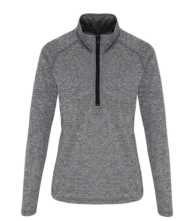 Womens TriDri® Performance 1/4 Zip Bl.Melange/Black