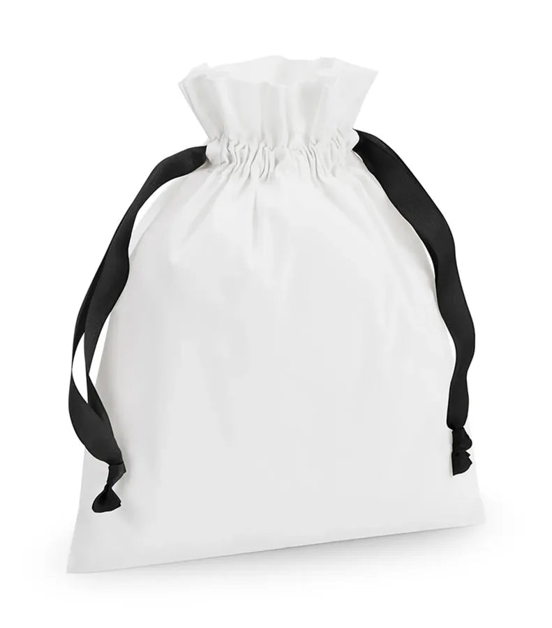 Cotton Gift Bag with Ribbon Drawstring SoftWhite/Black