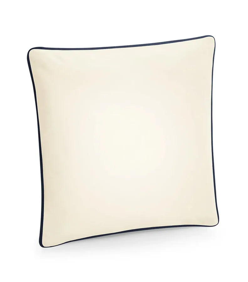 Fairtrade Cotton Piped Cushion Cover Natural/FrenchNavy