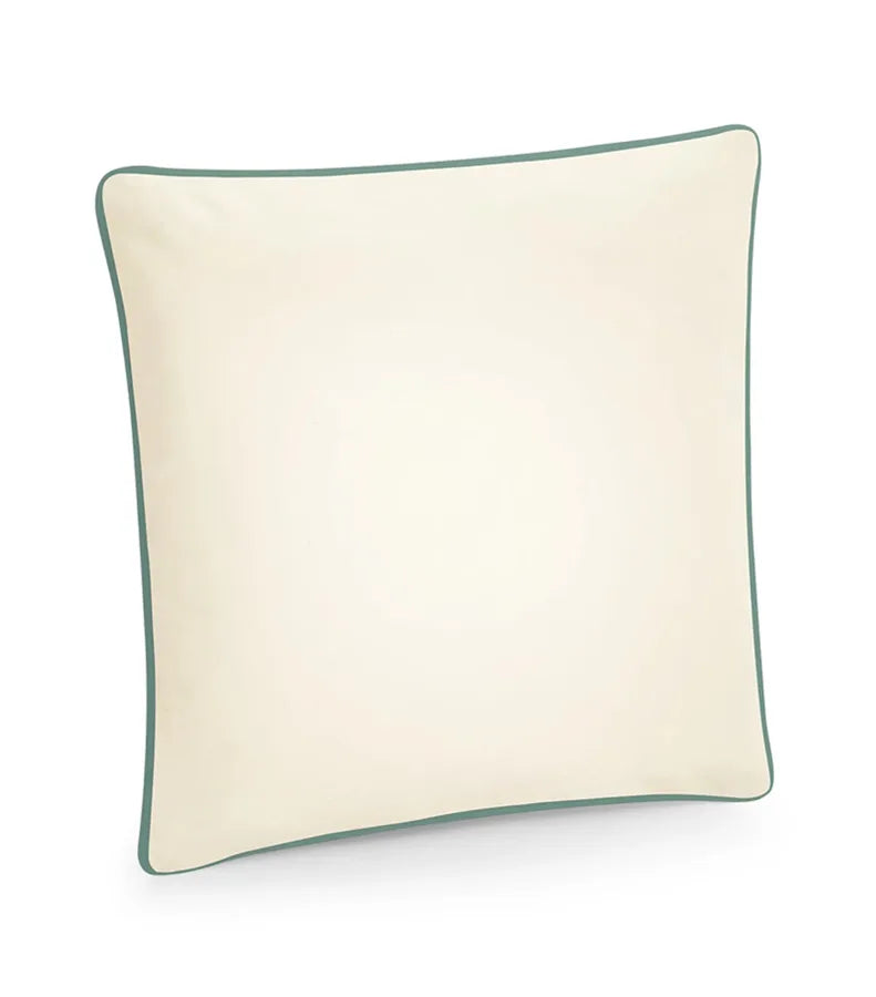 Fairtrade Cotton Piped Cushion Cover Natural/SageGreen
