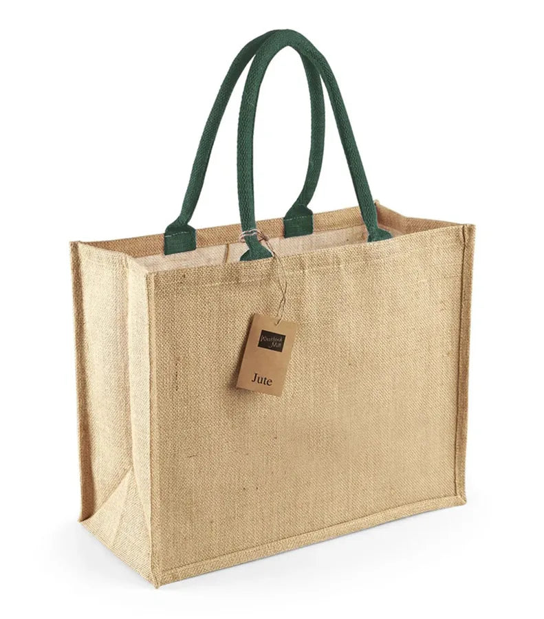 Jute Classic Shopper Natural/ForestGreen