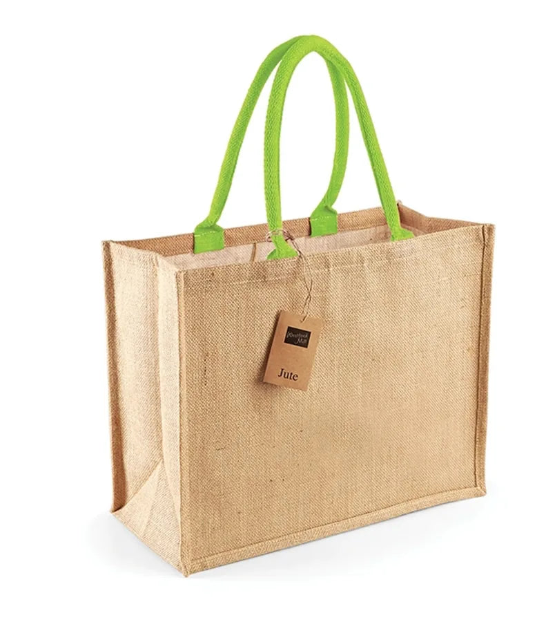 Jute Classic Shopper Natural/LimeGreen