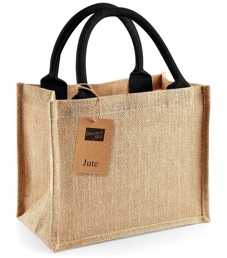 Jute Mini Gift Bag Natural/Black