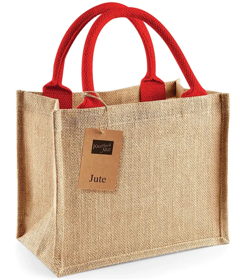 Jute Mini Gift Bag Natural/BrightRed