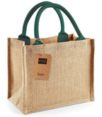 Jute Mini Gift Bag Natural/ForestGreen