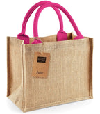 Jute Mini Gift Bag Natural/Fuchsia