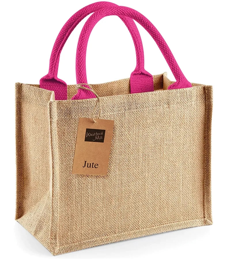 Jute Mini Gift Bag Natural/Fuchsia