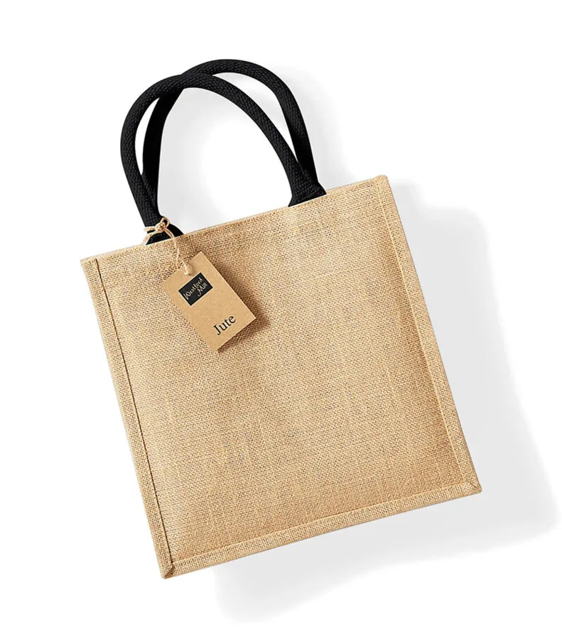 Jute Midi Tote Natural/Black
