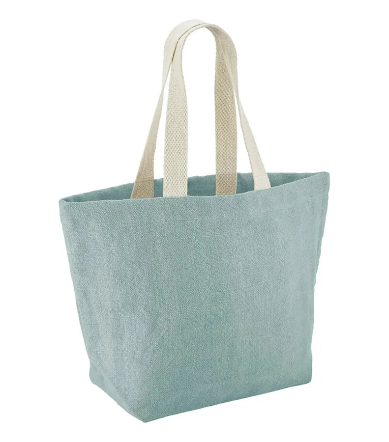 Soft Washed Jute Beach Bag DuckEggBlue
