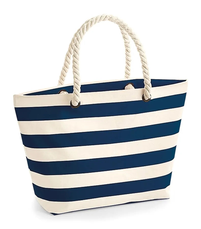 Nautical Beach Bag Natural/Navy