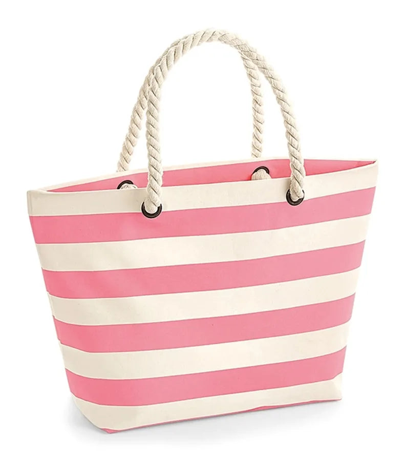 Nautical Beach Bag Natural/Pink