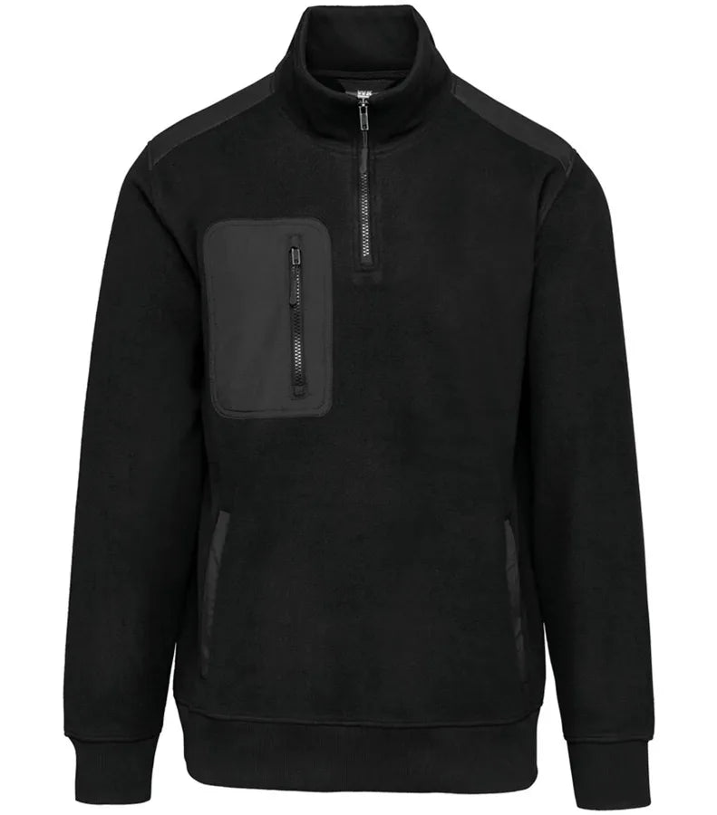 Unisex Eco-Friendly Fleece With Zipped Neck Black