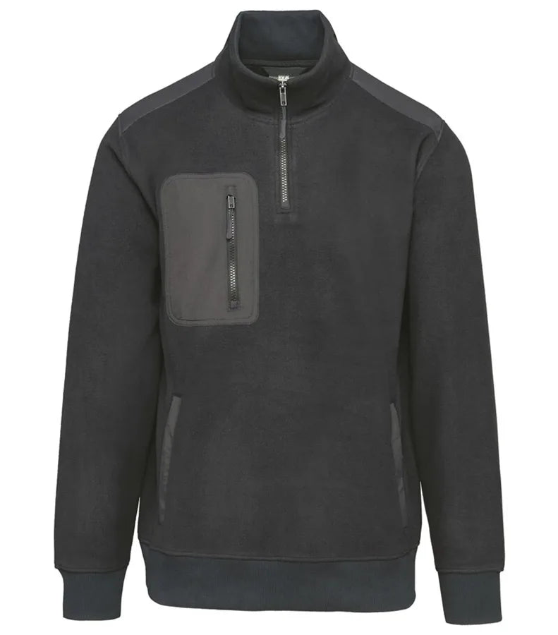 Unisex Eco-Friendly Fleece With Zipped Neck Dark Grey