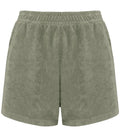 Ladies Terry Towel shorts AlmondGreen