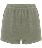 Ladies Terry Towel shorts AlmondGreen