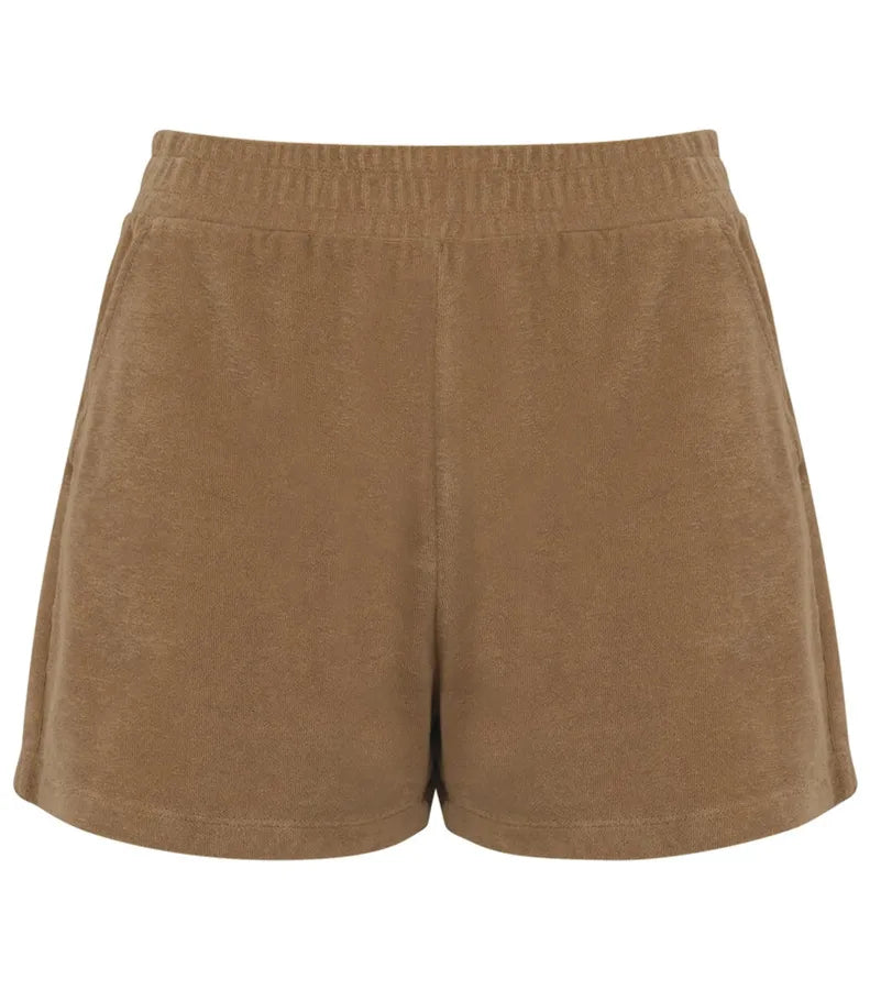 Ladies Terry Towel shorts CreamCoffee