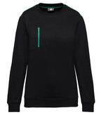 Unisex Day To Day Contrasting Zip Pocket Sweat Black/KellyGreen