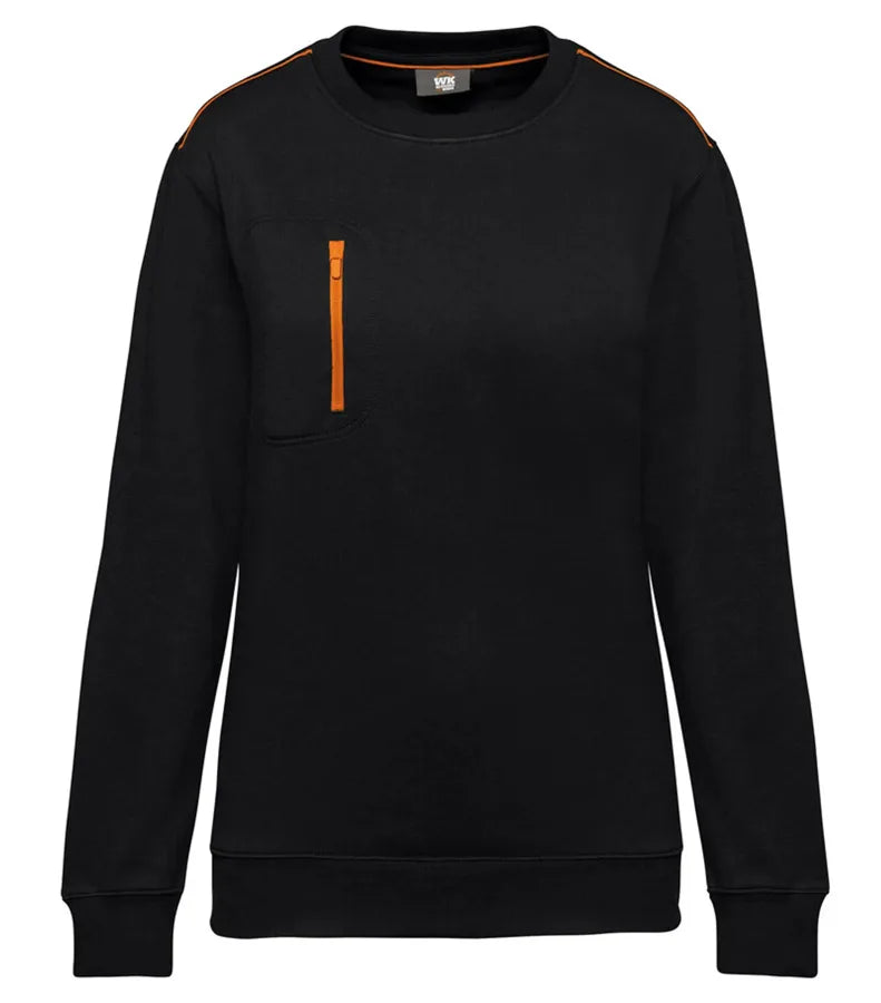 Unisex Day To Day Contrasting Zip Pocket Sweat Black/Orange