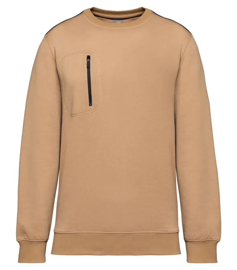 Unisex Day To Day Contrasting Zip Pocket Sweat Camel/Black