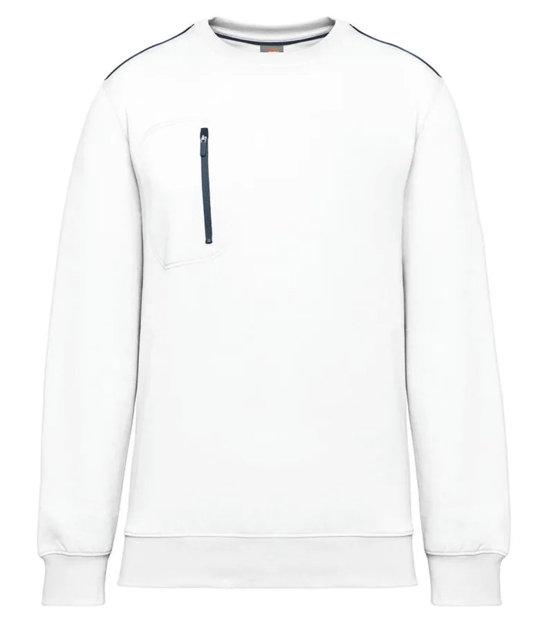 Unisex Day To Day Contrasting Zip Pocket Sweat White/Navy