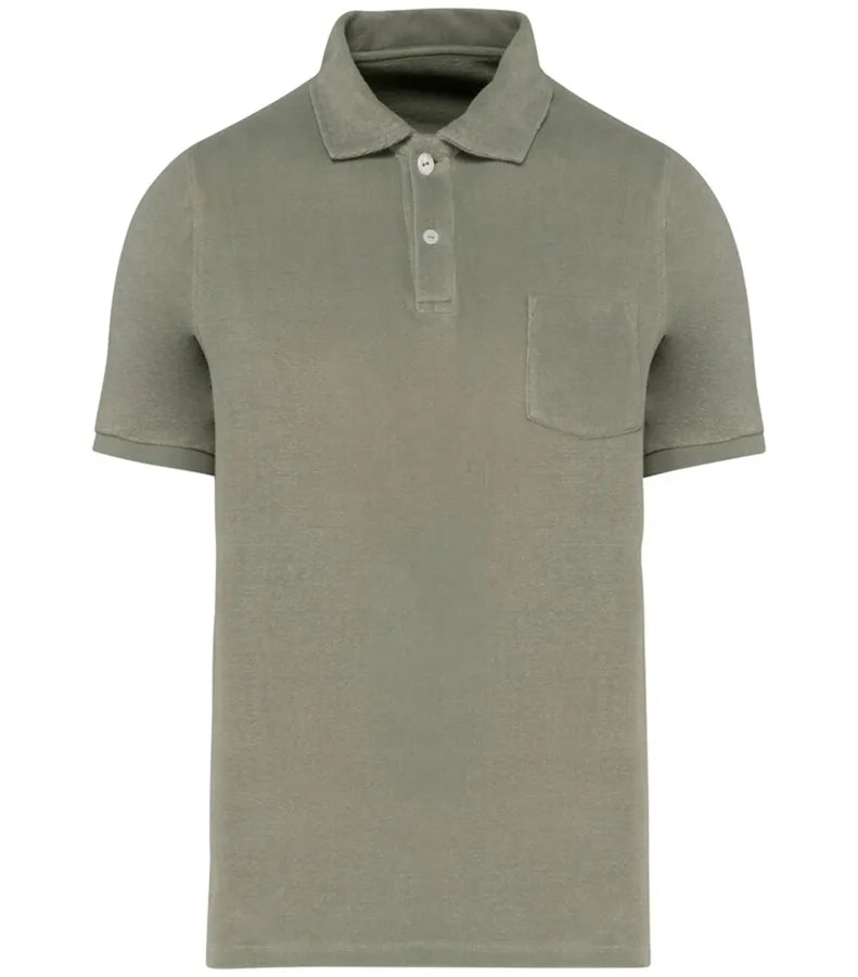 Men's Terry Towel polo shirt AlmondGreen
