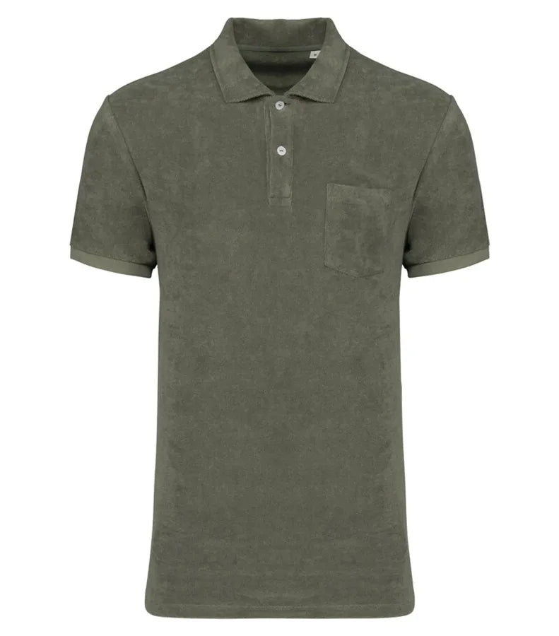 Men's Terry Towel polo shirt OrganicKhaki