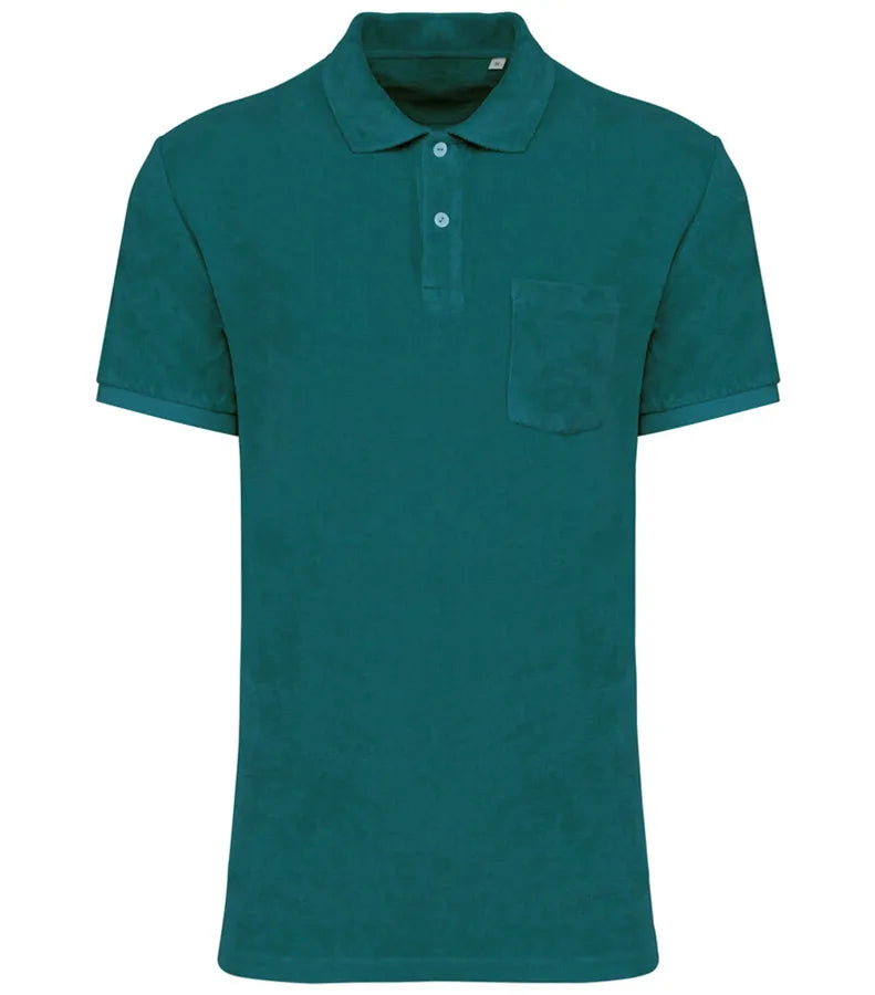 Men's Terry Towel polo shirt PeacockGreen