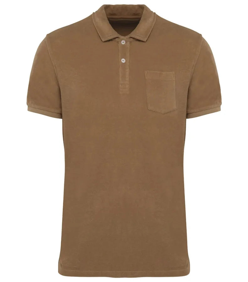 Men's Terry Towel polo shirt CreamCoffee