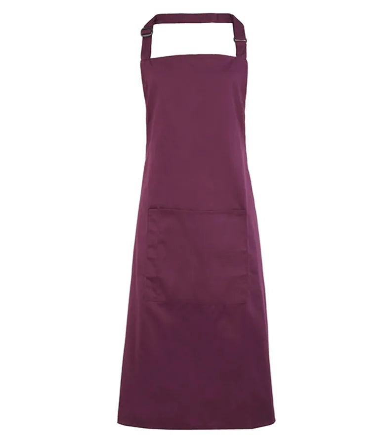Colours bib apron with pocket Aubergine