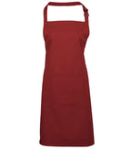 Colours bib apron with pocket Burgundy