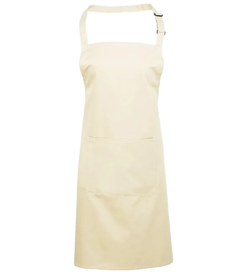 Colours bib apron with pocket Natural
