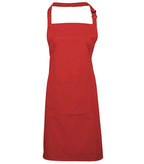 Colours bib apron with pocket Red