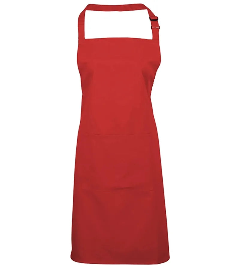 Colours bib apron with pocket Red