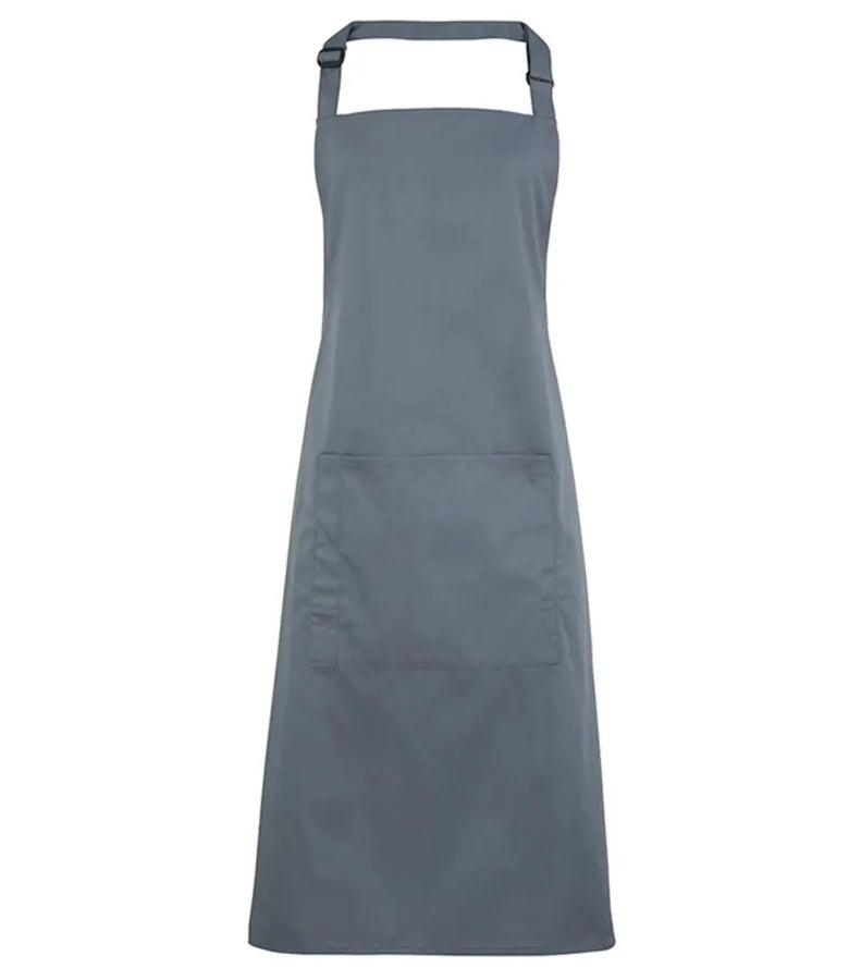 Colours bib apron with pocket Steel