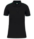 Ladies' Short-Sleeved Contrasting Day To Day Polo Black/KellyGreen
