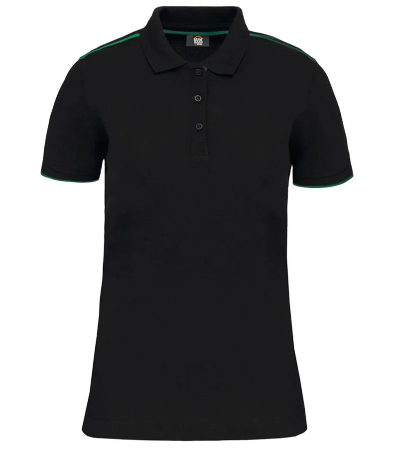 Ladies' Short-Sleeved Contrasting Day To Day Polo Black/KellyGreen