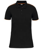 Ladies' Short-Sleeved Contrasting Day To Day Polo Black/Orange