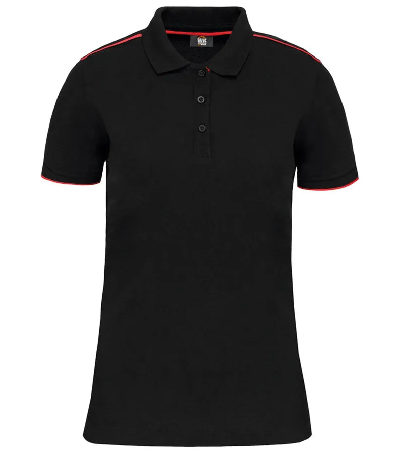 Ladies' Short-Sleeved Contrasting Day To Day Polo Black/Red