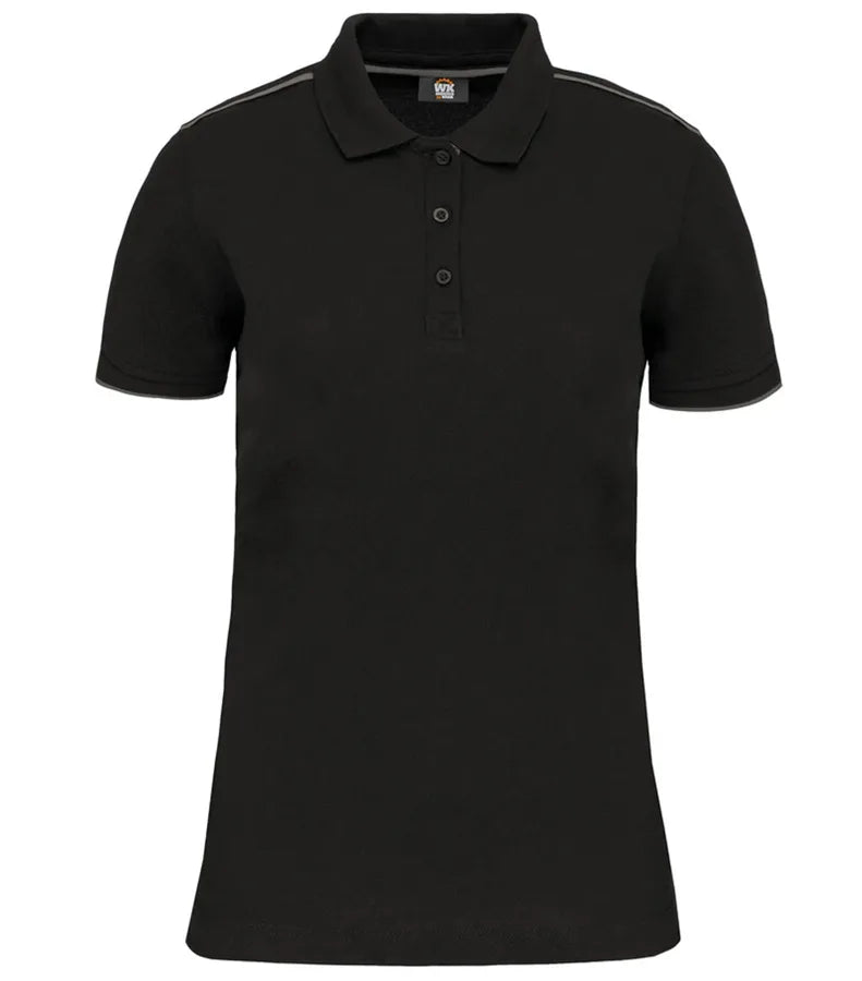 Ladies' Short-Sleeved Contrasting Day To Day Polo Black/Silver