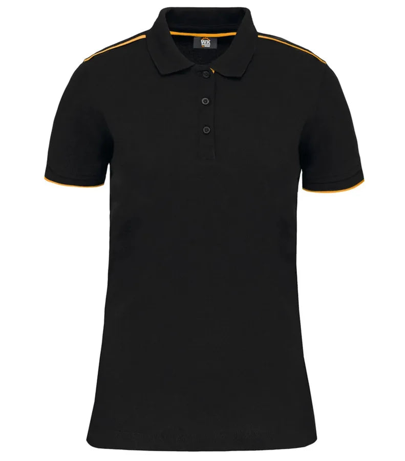 Ladies' Short-Sleeved Contrasting Day To Day Polo Black/Yellow
