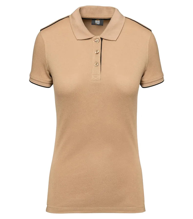 Ladies' Short-Sleeved Contrasting Day To Day Polo Camel/Black