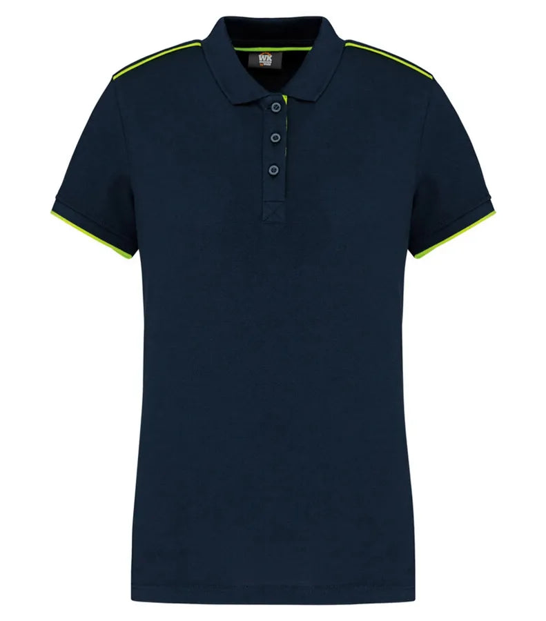 Ladies' Short-Sleeved Contrasting Day To Day Polo Navy/Flour.Yellow