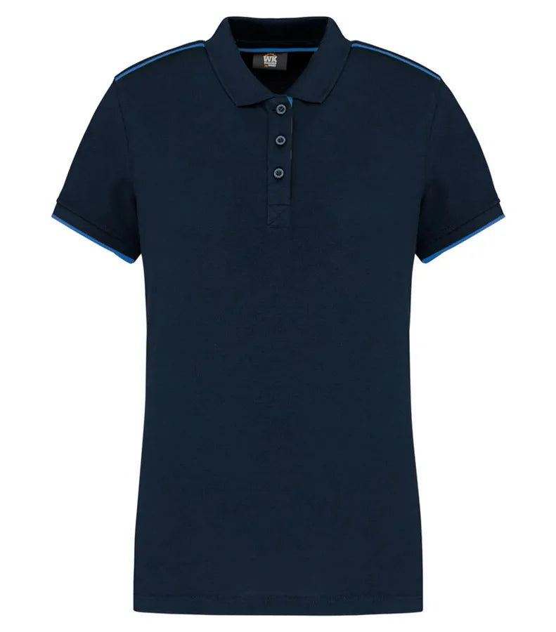 Ladies' Short-Sleeved Contrasting Day To Day Polo Navy/LightRoyalBlue