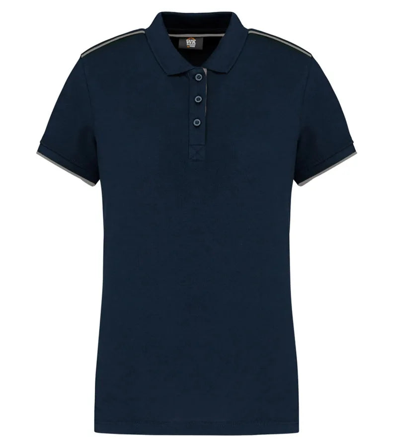 Ladies' Short-Sleeved Contrasting Day To Day Polo Navy/Silver