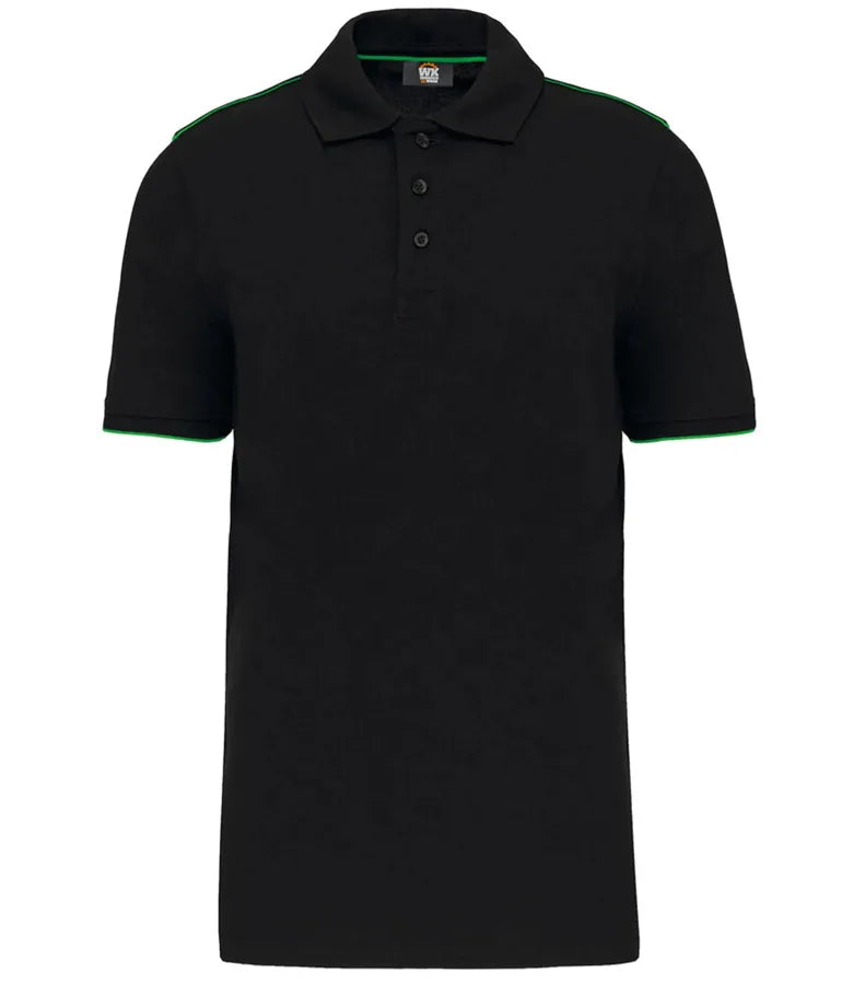 Men's Short-Sleeved Contrasting Day To Day Polo Black/KellyGreen