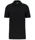 Men's Short-Sleeved Contrasting Day To Day Polo Black/KellyGreen