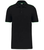 Men's Short-Sleeved Contrasting Day To Day Polo Black/KellyGreen