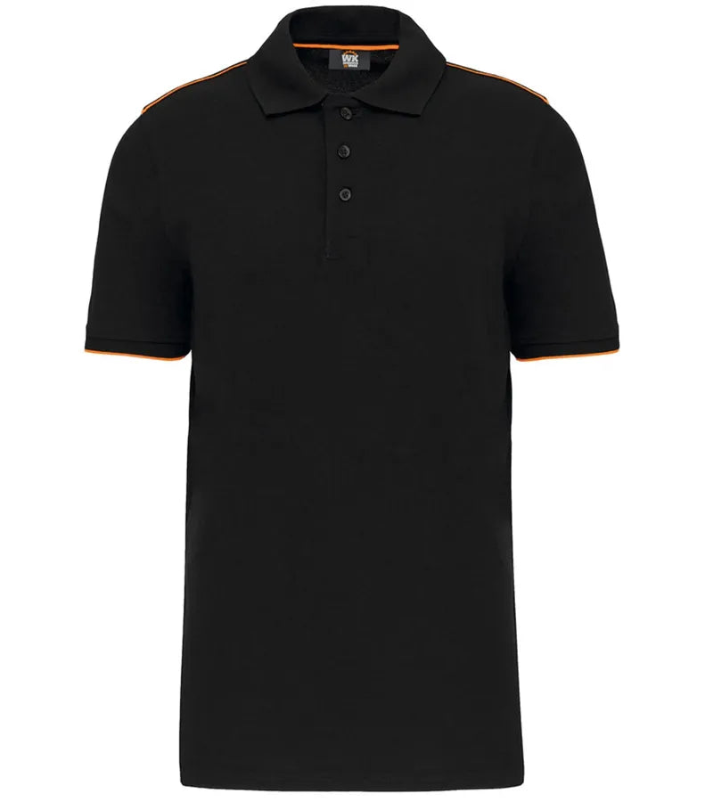 Men's Short-Sleeved Contrasting Day To Day Polo Black/Orange
