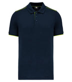 Men's Short-Sleeved Contrasting Day To Day Polo Navy/Flour.Yellow